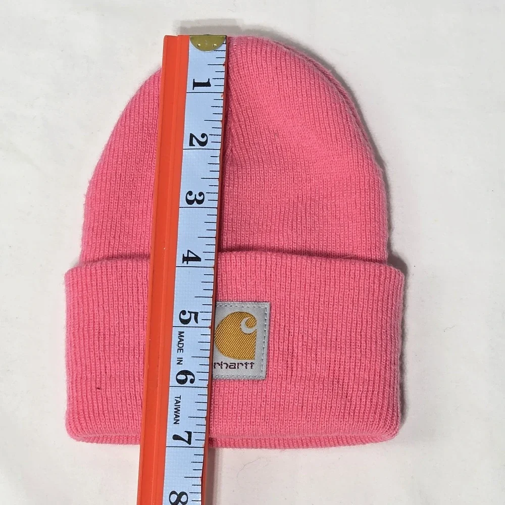 Carhartt Infant Toddler Pink Knit Beanie Hat Logo Patch AH8905 Stretch 6-12M